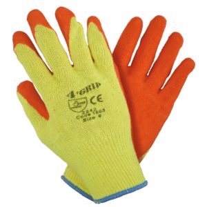 Keepsafe Quality Latex Palm Coated Builders Grip Gloves (Pair)  Orange/Yellow Size 10