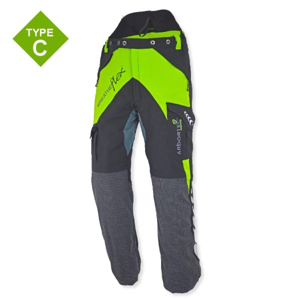 Breatheflex Chainsaw Protection Trousers, Class 1, Lime, Type C