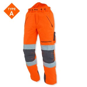 Hi-Vis Chainsaw Safety Trousers, GO/RT orange, Type A